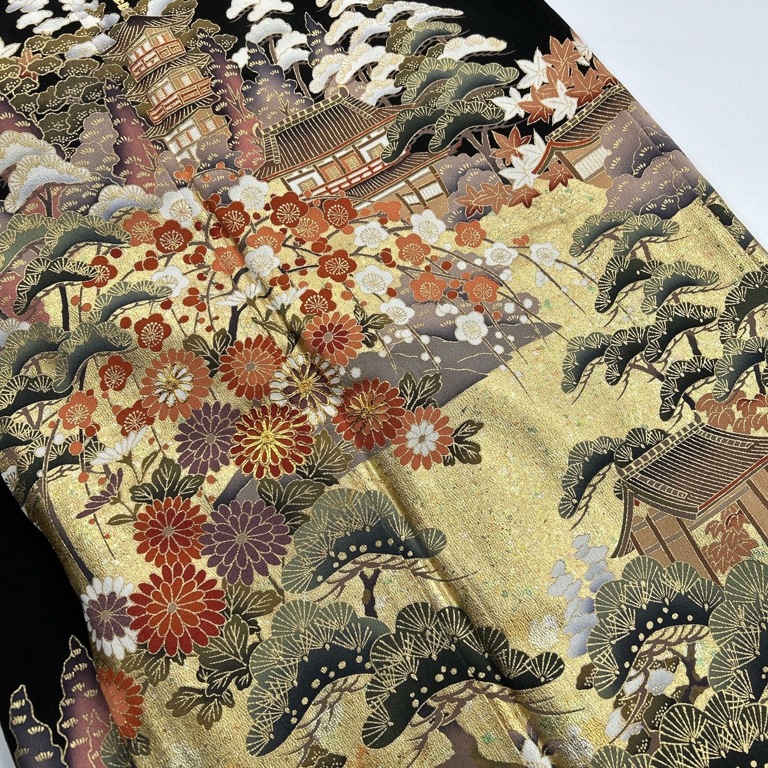  黒留袖 正絹 着物 同梱 リメイク用 着付け M 278 黒留袖 着物