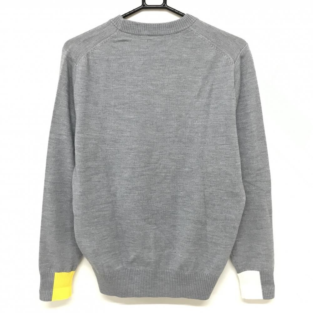 未使用級　ニューバランス グレー セーター　ニット　ゴルフ 超美品】ニューバランス セーター グレー 胸元刺しゅう ウール混