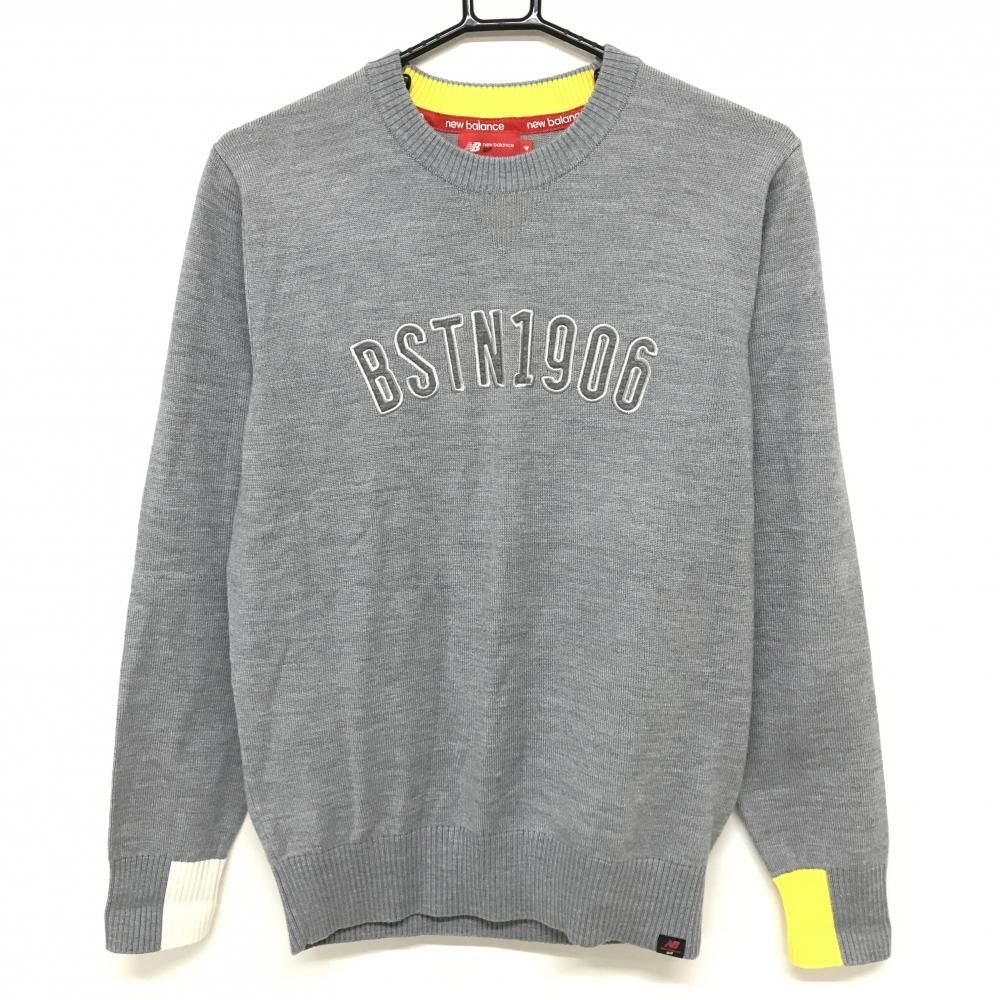 ニューバランス　ゴルフ　ニット　グレー　 ゆったり 超美品】ニューバランス セーター グレー 胸元刺しゅう ウール混