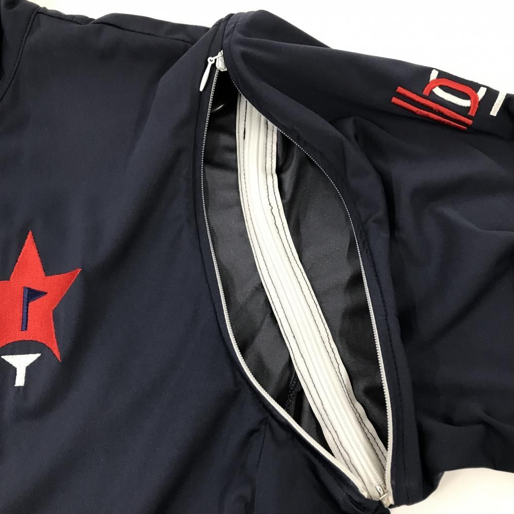 美品】ビームスゴルフ 2WAYジャケット ネイビー×レッド 袖着脱可 ロゴ