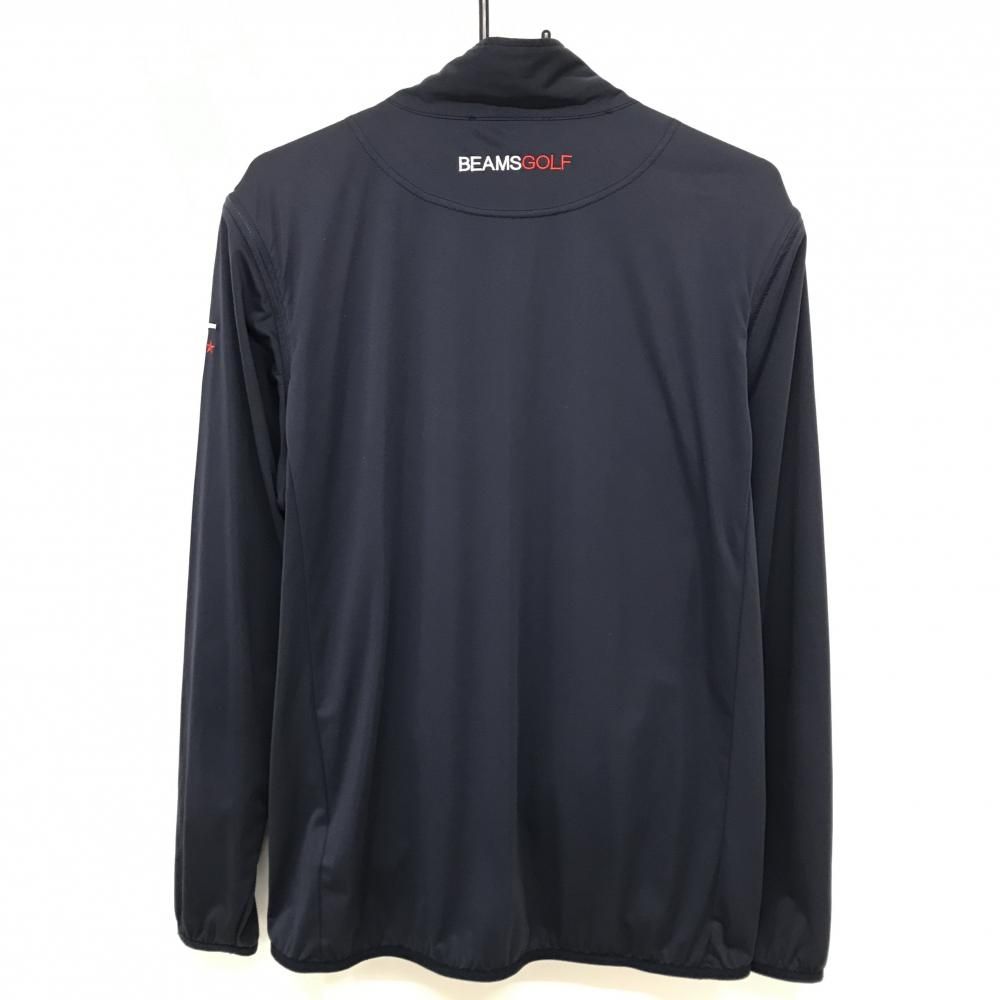 美品】ビームスゴルフ 2WAYジャケット ネイビー×レッド 袖着脱可 ロゴ
