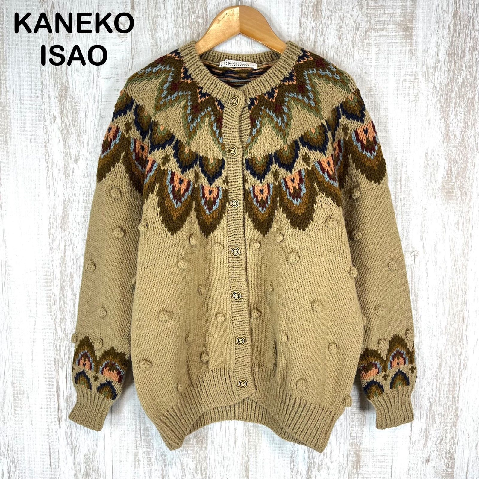 KANEKO ISAO カネコイサオ フェアアイル柄 ラグランスリーブ ウール