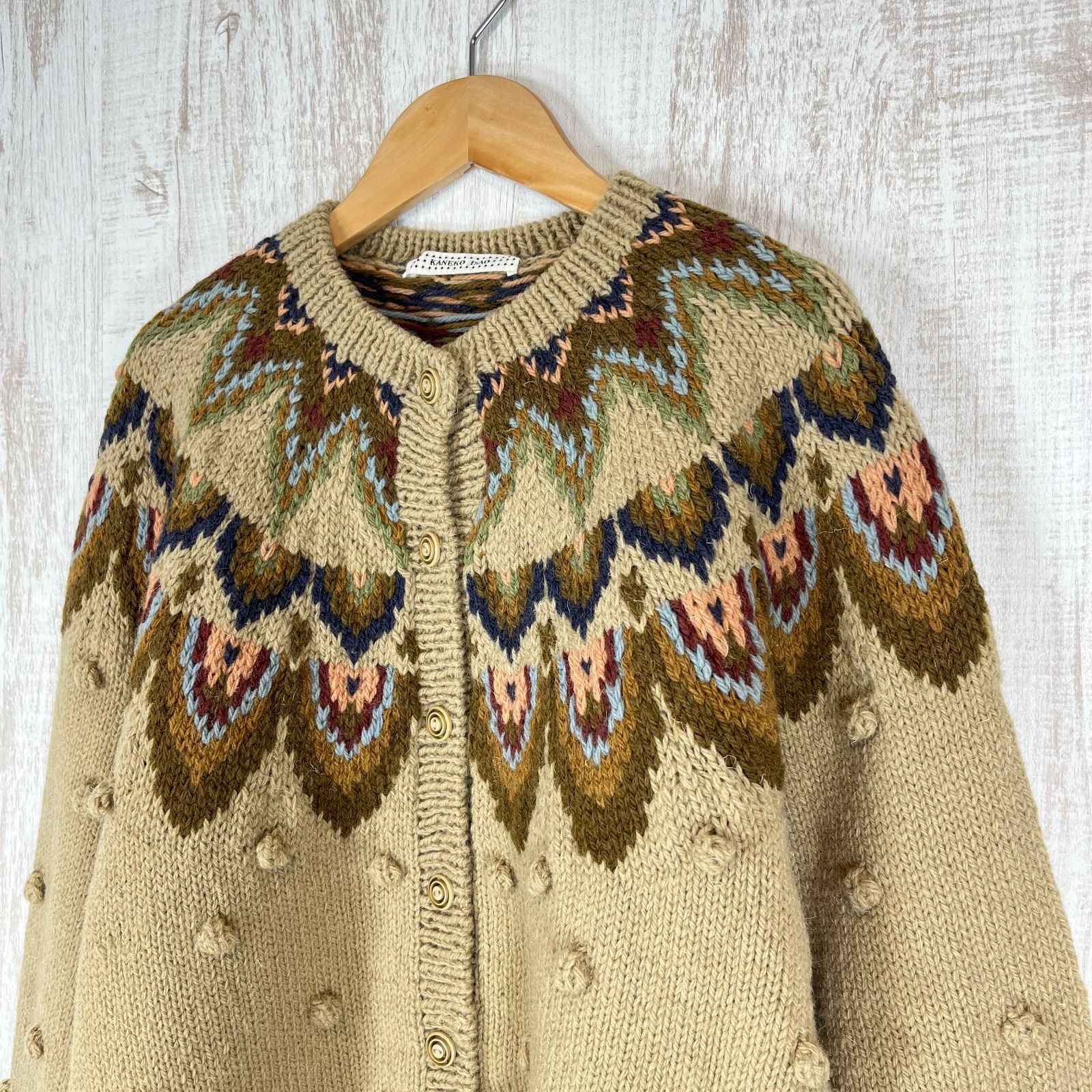 KANEKO ISAO カネコイサオ フェアアイル柄 ラグランスリーブ ウール