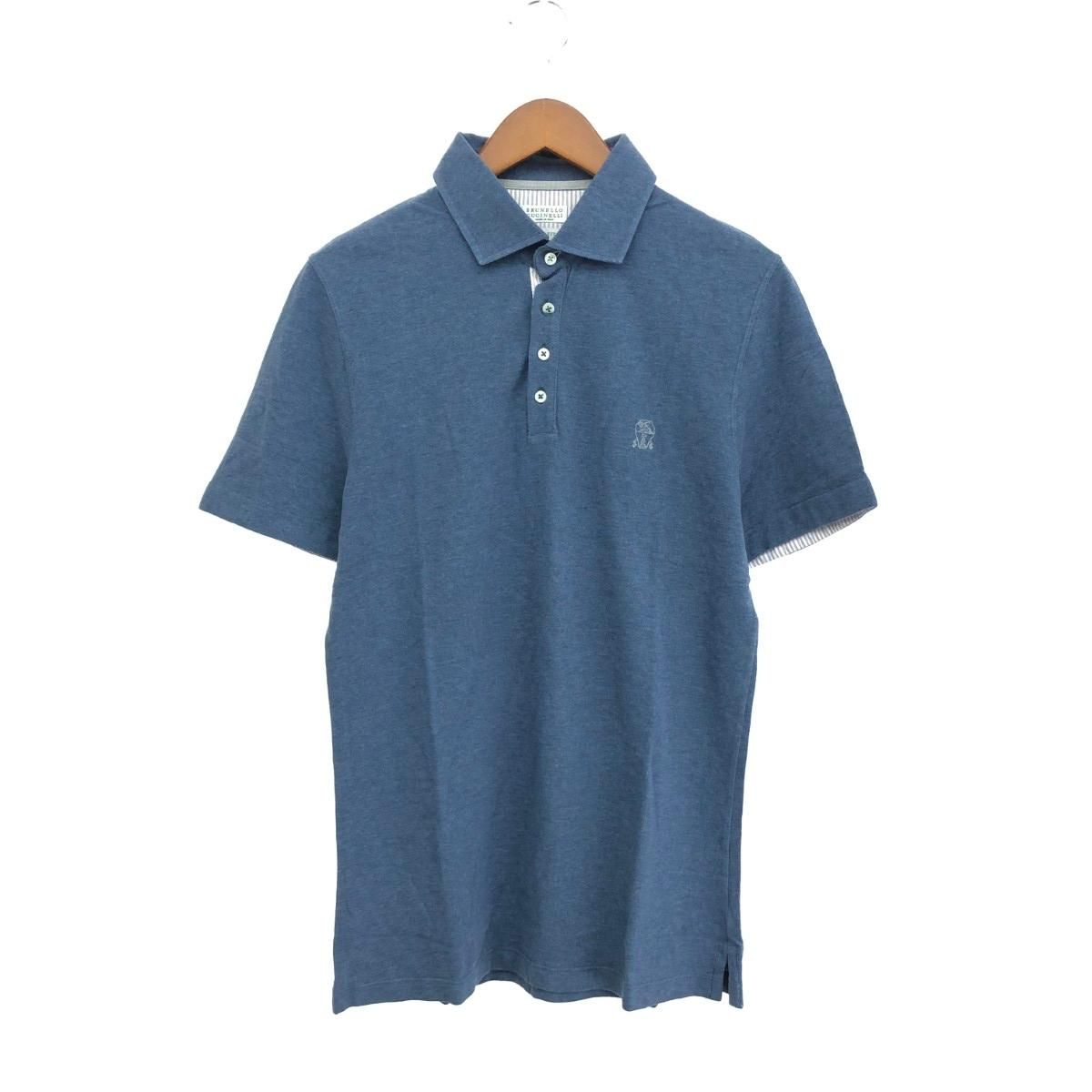 BRUNELLO CUCINELLI ネイビー ポロシャツ BRUNELLO CUCINELLI ブルネロクチネリ 半袖ポロシャツ サイズ:M 刺繍