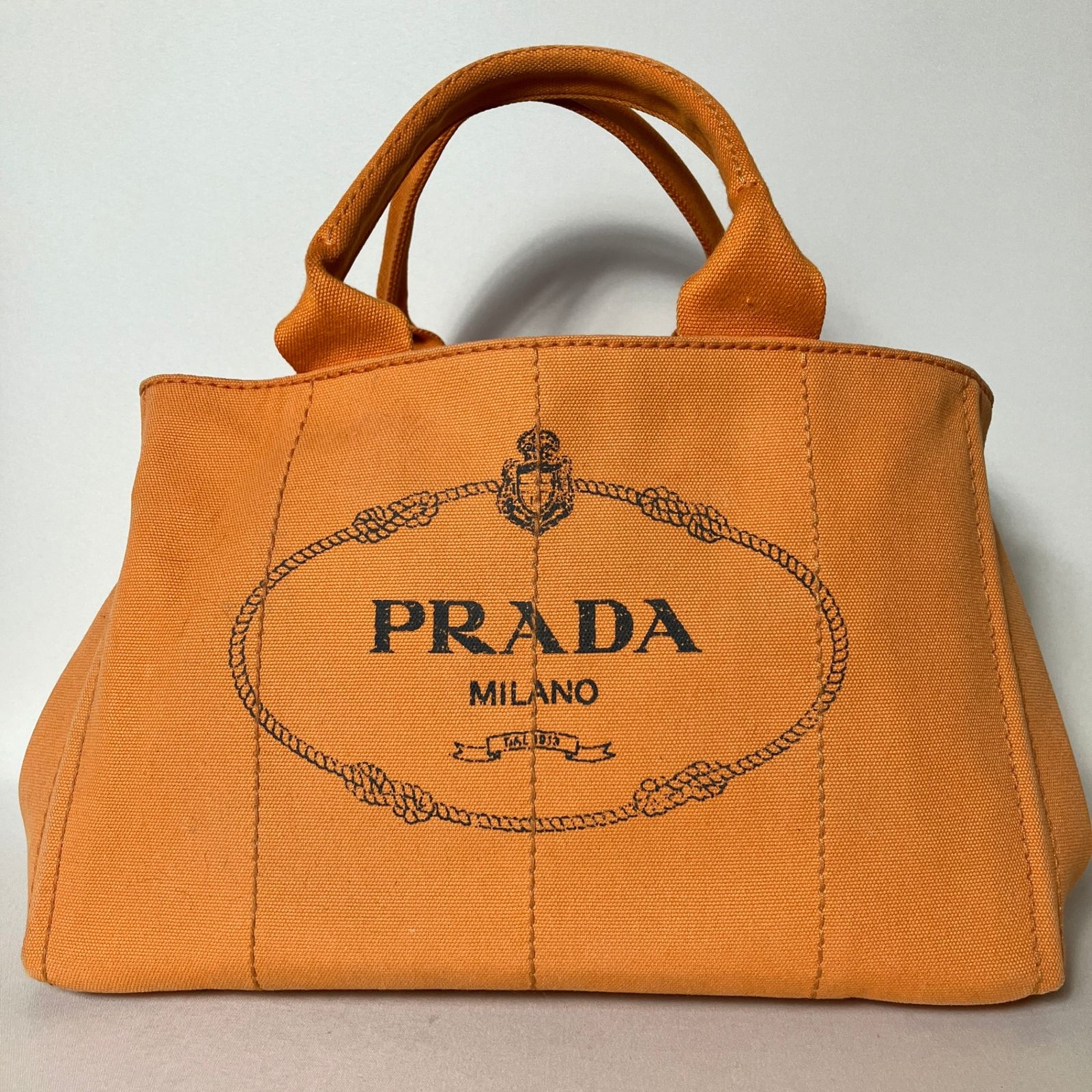 2511-251｜美品｜プラダ カナパ トートバッグ キャンバス オレンジ