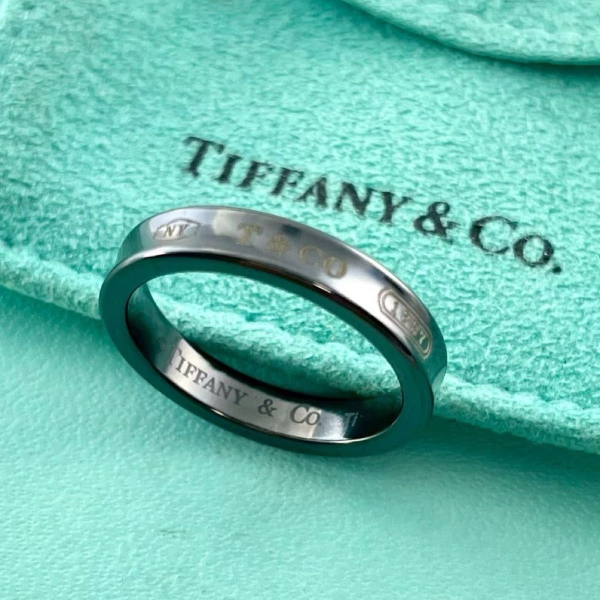 ティファニー 17.5号 1837 ナロー リング ブラック チタン RH4fe