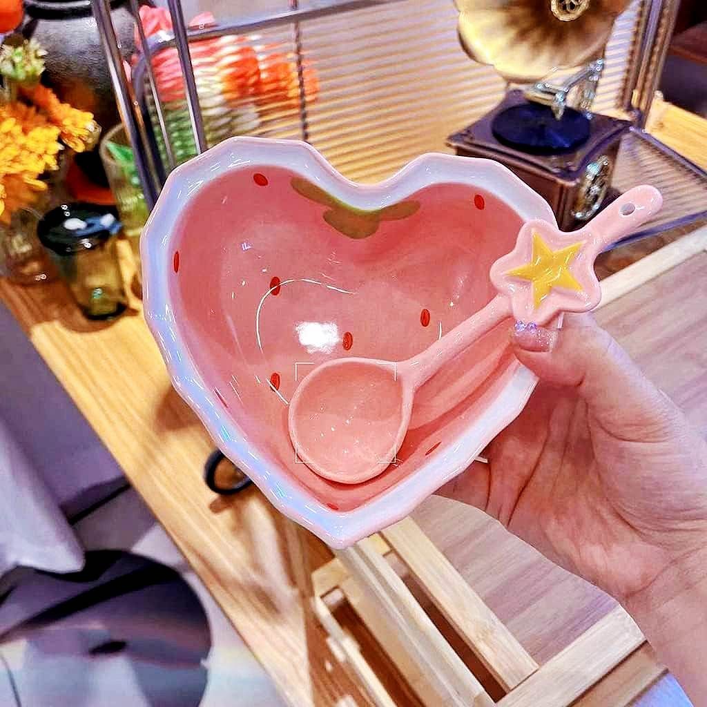 2点セット】ハート ボウル いちご柄 デザートボウル サラダボウル