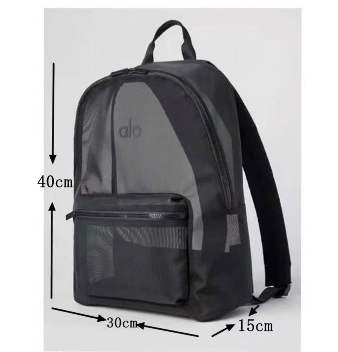 メッシュバックパック ブラック 透け感 スタイリッシュ ライトウェア収納バッグ