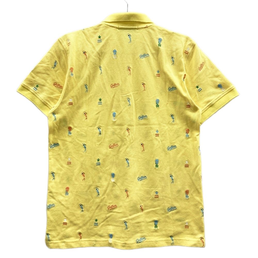 サイズ M MARK-LONA マークアンドロナ 半袖ポロシャツ スカル刺繍 総柄 イエロー系 ゴルフウェア メンズ ストスト