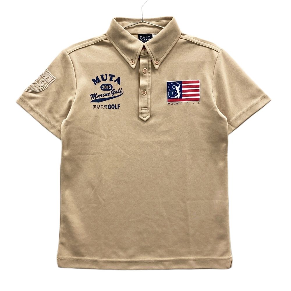 【美品】muta ムータ／ゴルフ ヘムリブ ポロシャツ 半袖 ベージュ Mサイズ サイズ：S MUTA MARINE ムータマリン TKMO-160203 半袖ポロシャツ
