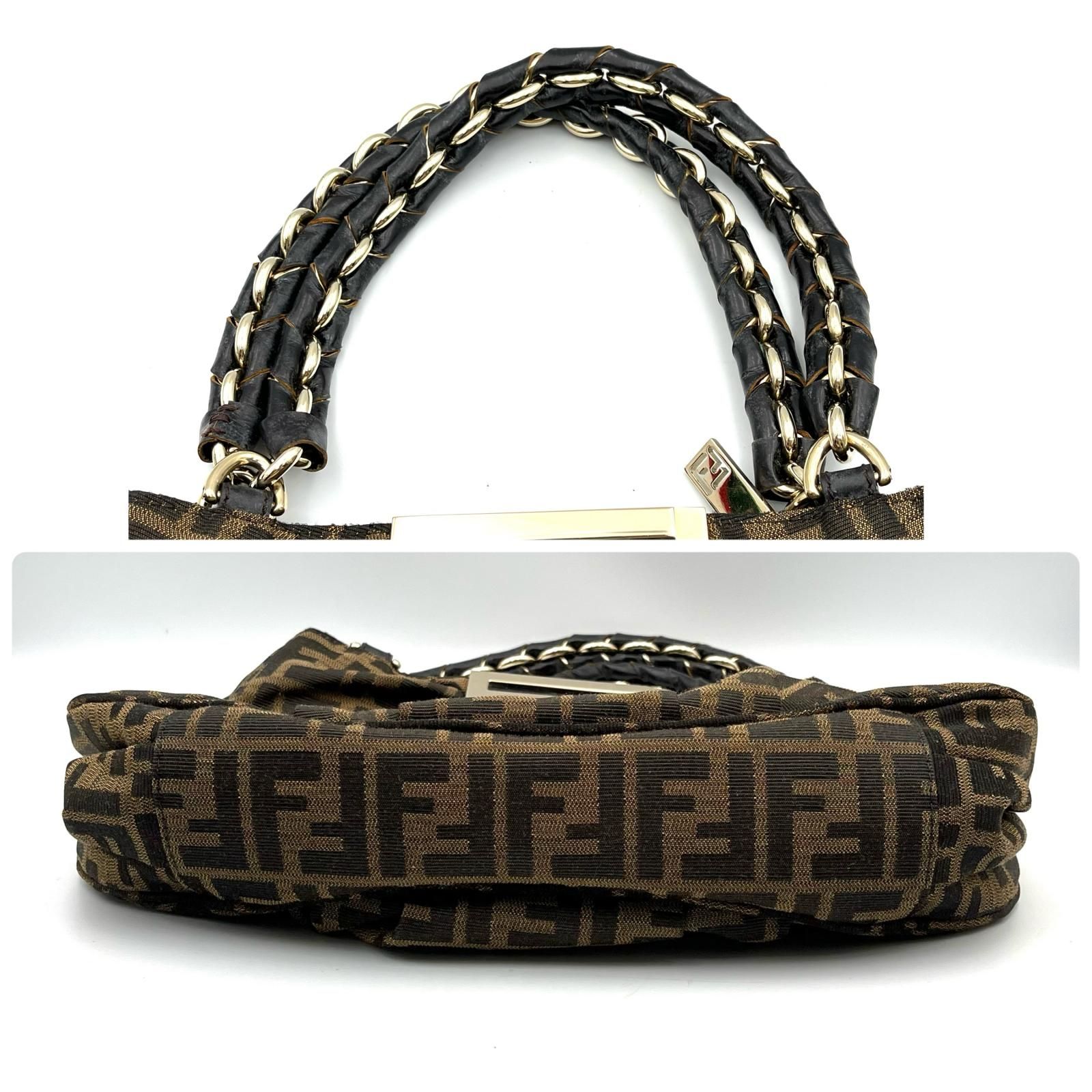 フェンディ FENDI ハンドバッグ ズッカ柄 ミアチェーン 8BR615