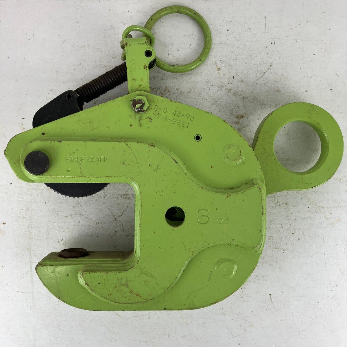 ЗЗEAGLE CLAMP 3 t 鉄鋼用クランプ 縦つり用 軽量 E型 E 40 70 黄緑