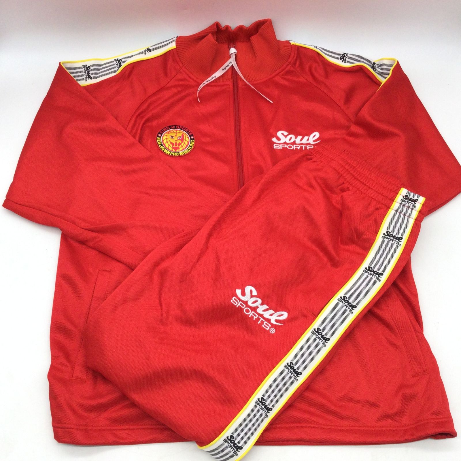 12159 SOUL SPORTS × 新日本プロレス ジャージ 上下セットアップ XLサイズ レッド ポリエステル NJPW