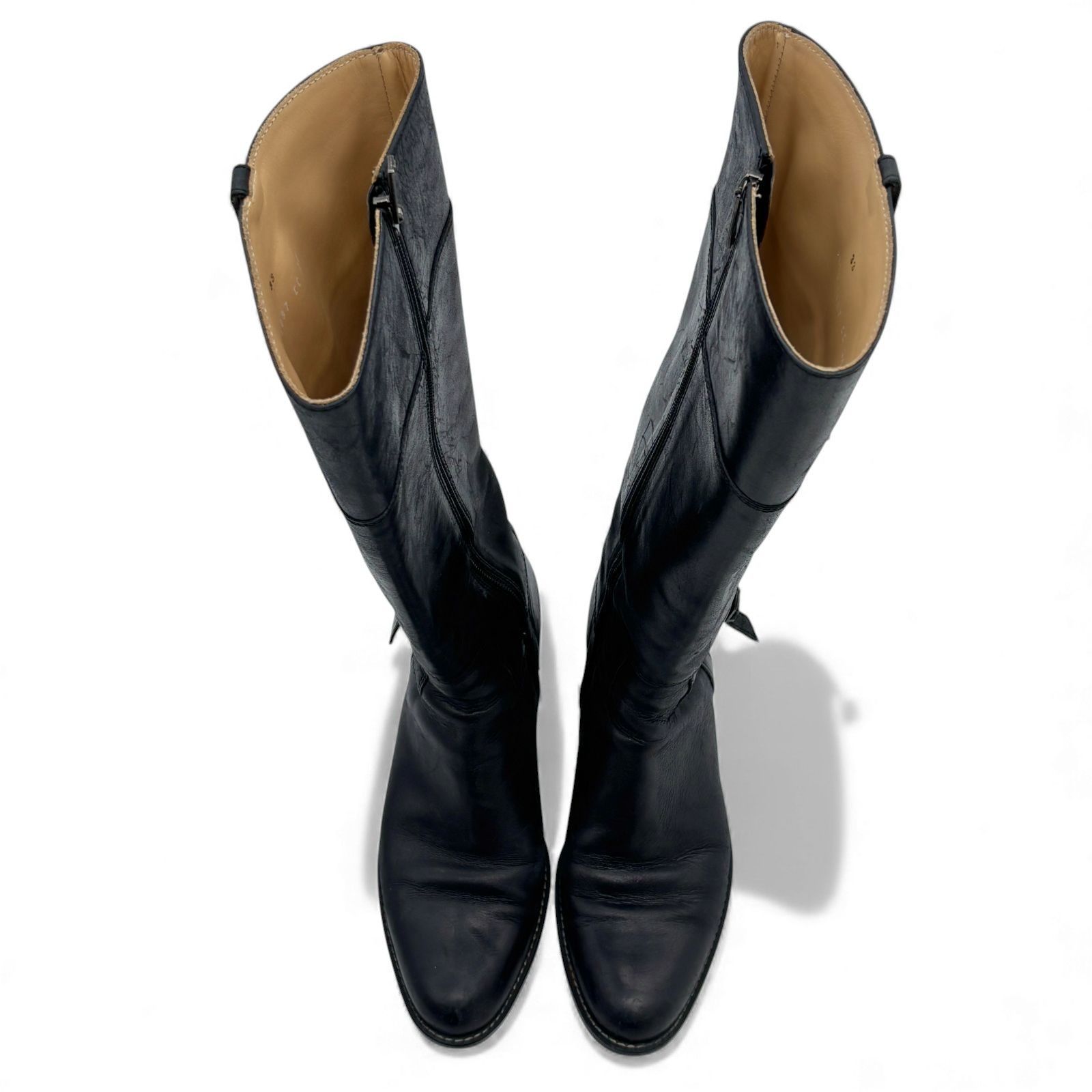 リーガル REGAL 本革 レザー ロングブーツ 24.0cm 黒 ブラック