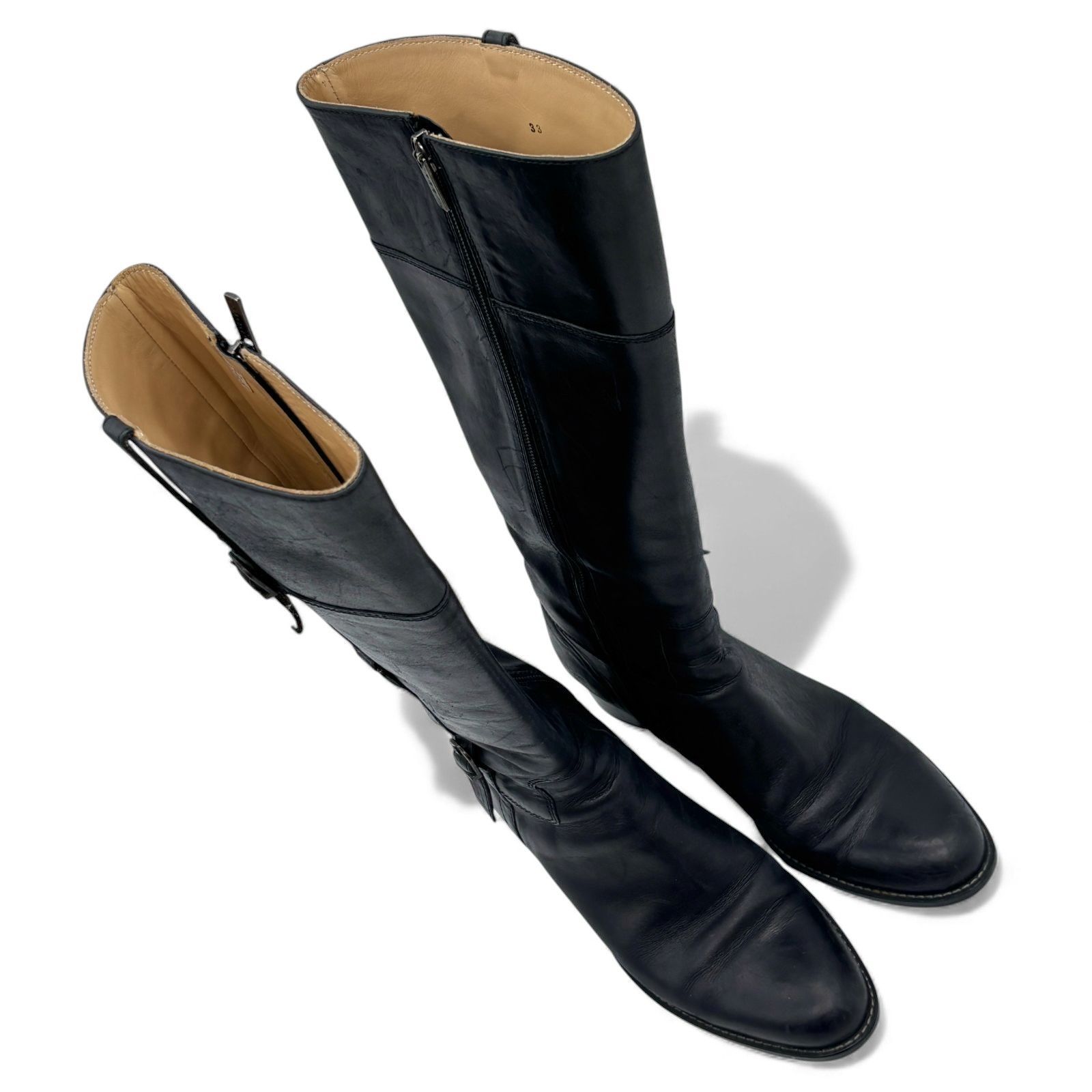 REGAL リーガル ロングブーツ 本革 ブラック24.5cm バックベルト付き REGAL リーガル ロングブーツ 本革 ブラック24.5cm バックベルト付き