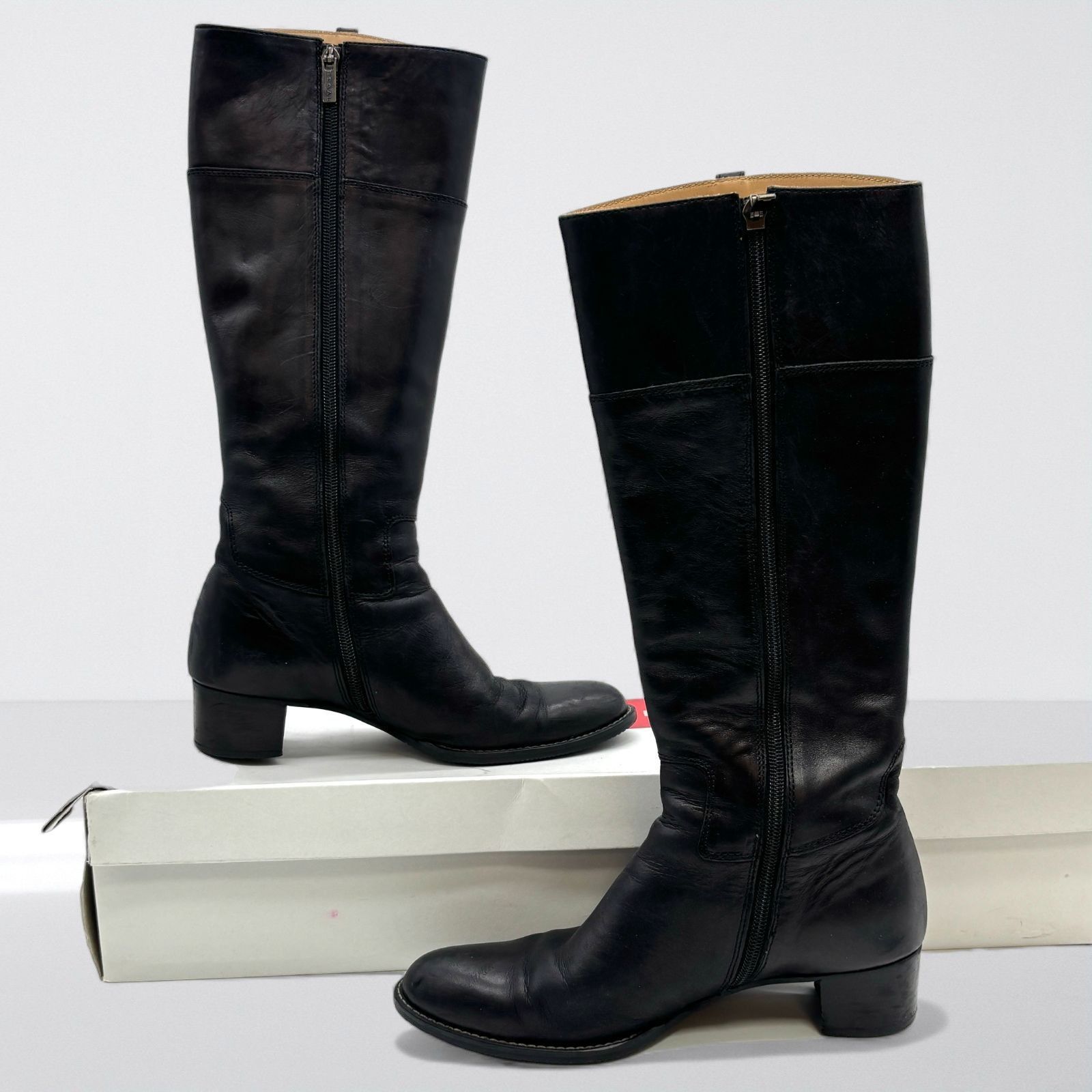 リーガル REGAL 本革 レザー ロングブーツ 24.0cm 黒 ブラック