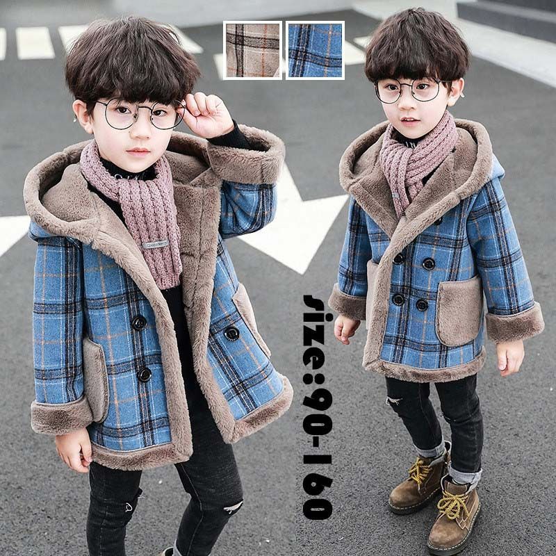 キッズ アウター 男の子 裏起毛 冬服 チェック柄 ラシャ 子供服 あつ