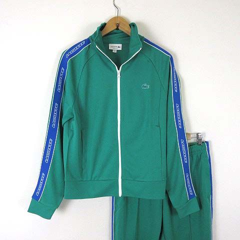 ラコステ LACOSTE 上下 セットアップ ヘリテージ マッシュアップ トラックジャケット トラックパンツ M 緑 グリーン 青 ブルー
