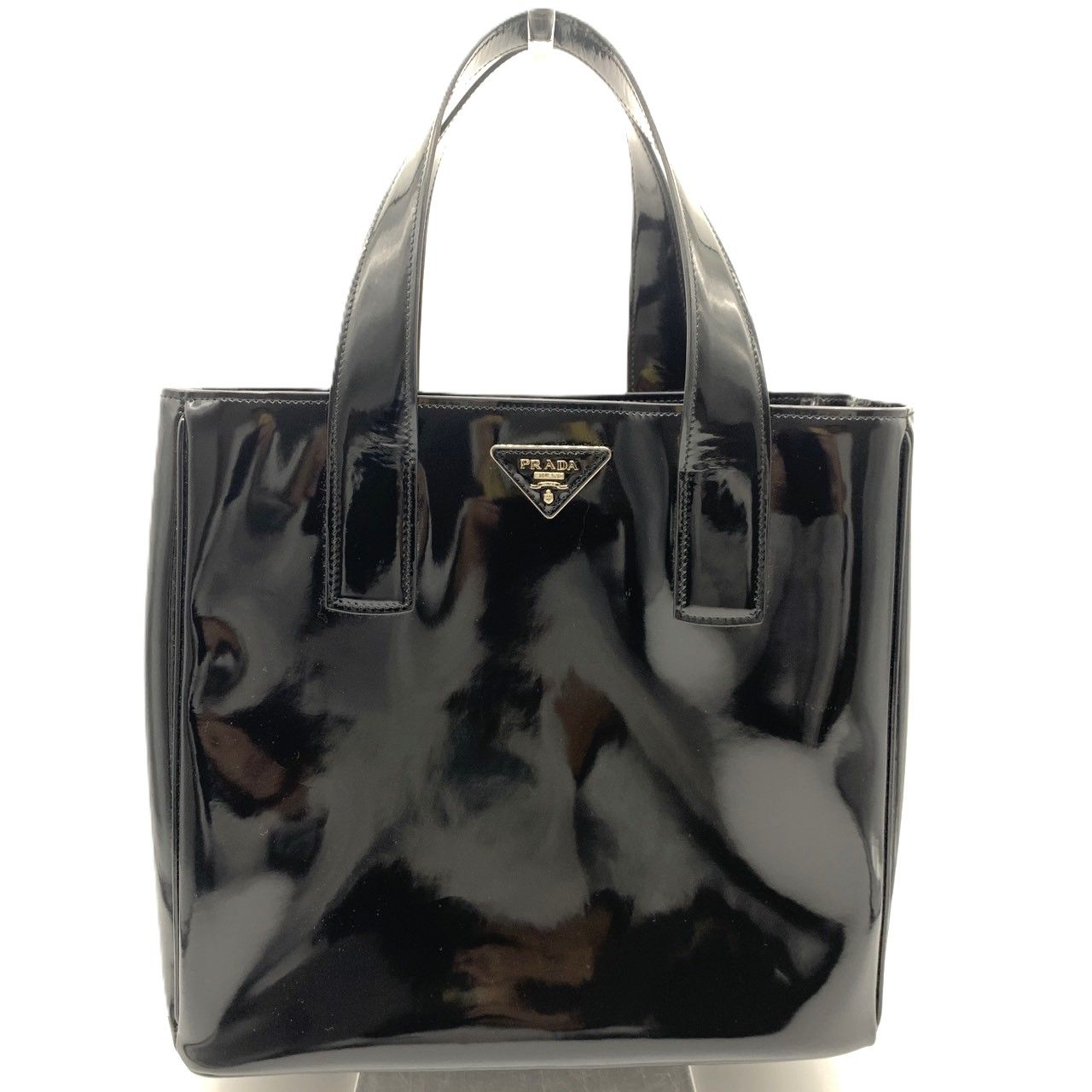 プラダ エナメル トライアングルロゴ トートバッグ BN2494 黒 PRADA AB 