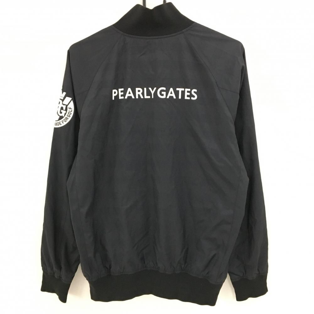 美品】パーリーゲイツ ジャケットブルゾン 黒×白 ジップロゴ ボーダー