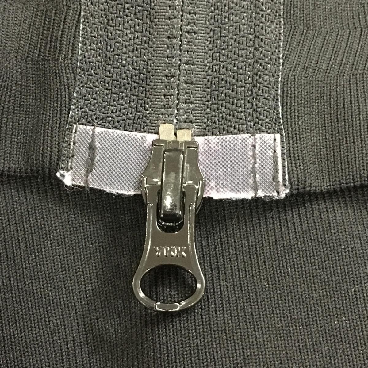 美品】パーリーゲイツ ジャケットブルゾン 黒×白 ジップロゴ ボーダー