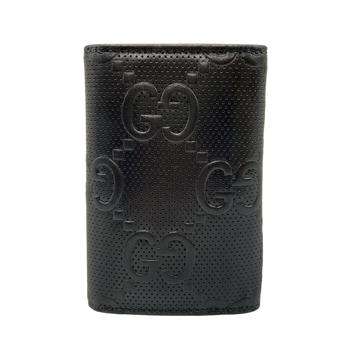 GUCCI グッチ キーケース GGエンボス 625565 黒 6連フック キーリング付き レザー