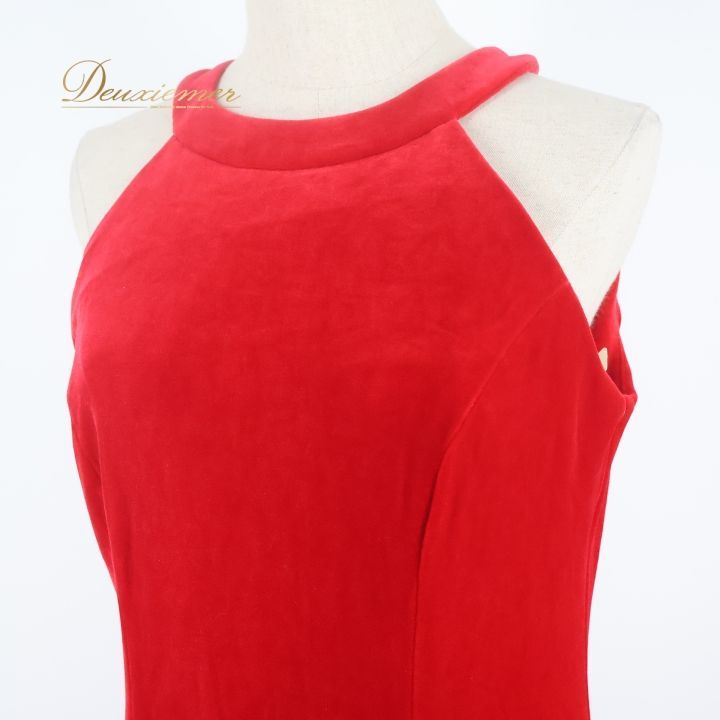 フラダンス 衣装 ワンピース ドレス レッド系 u ino! 赤 ベロア アメリカンスリーブ ノースリーブ 光沢 感 無地 ハワイアン アロハ フラ ダンス レッスン 練習 華やか 鮮やか 上品 大人っぽい かわいい おしゃれ お祭り 特別な日