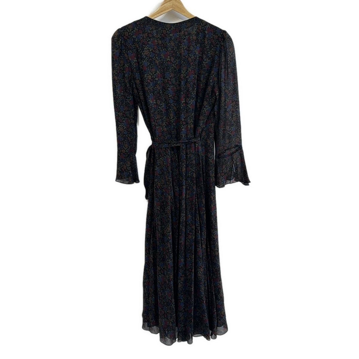 POLObyRalphLauren ポロラルフローレン ワンピース サイズ4 S レディース - 黒×ボルドー×マルチ 長袖 ロング 花柄 カシュクール
