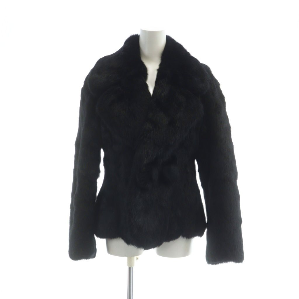 EUPHORIA 毛皮コート ラビットファー ミドル 総裏地 長袖 黒 ブラック