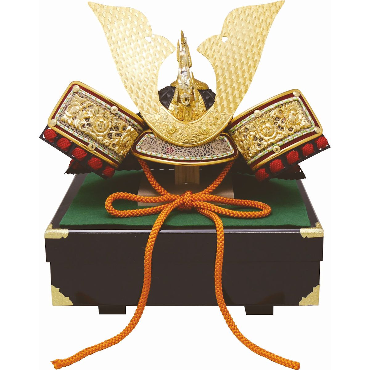 端午の節句飾り 上兜台飾り コンパクト マンションサイズ 手作り細工 子供の日 五月人形