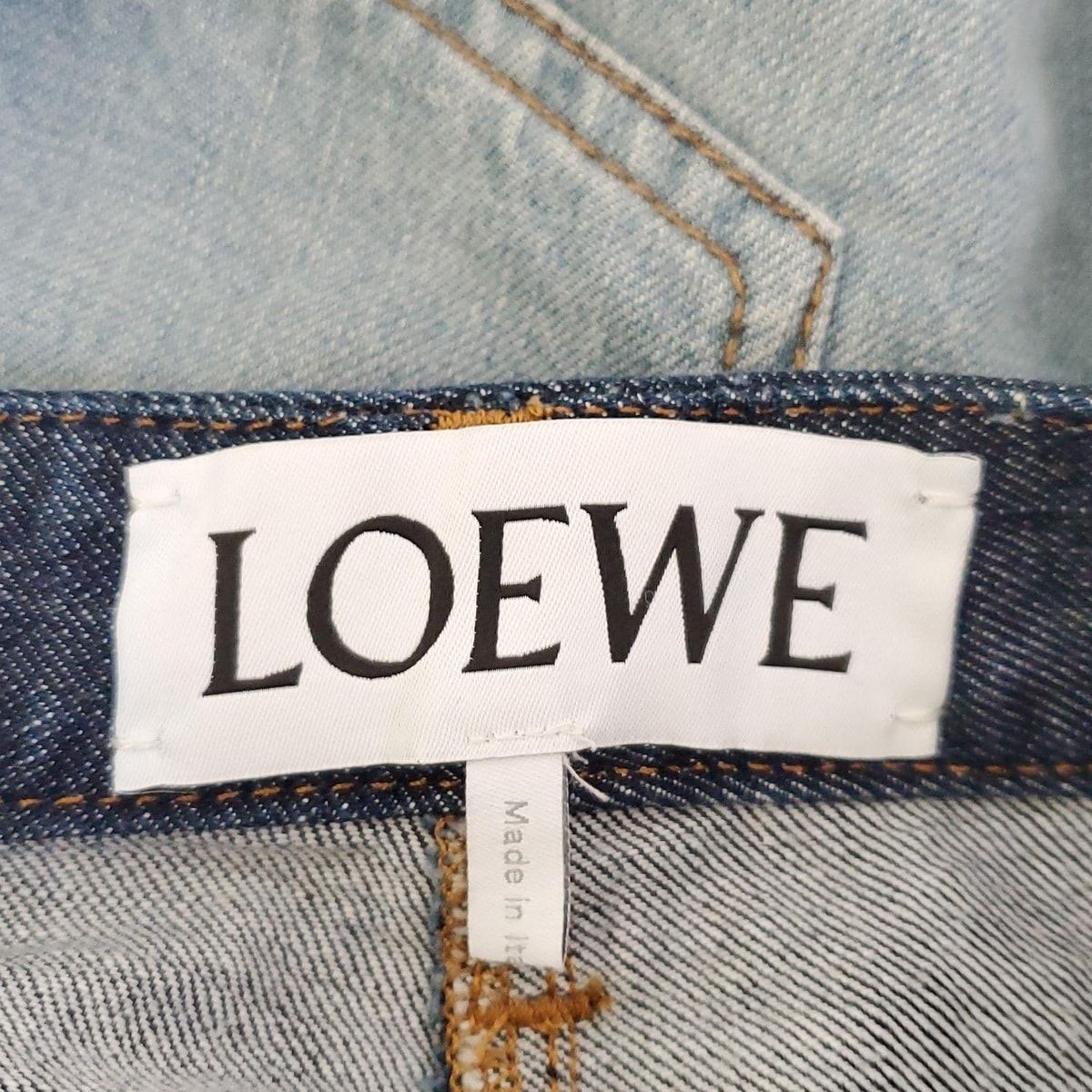  LOEWE ロエベ ジーンズ サイズ32 XS レディース トロンプルイユダブルウエストデニムパンツ ブルー ライトブルー 2025 AW ストレートデニム デニム ジーンズ