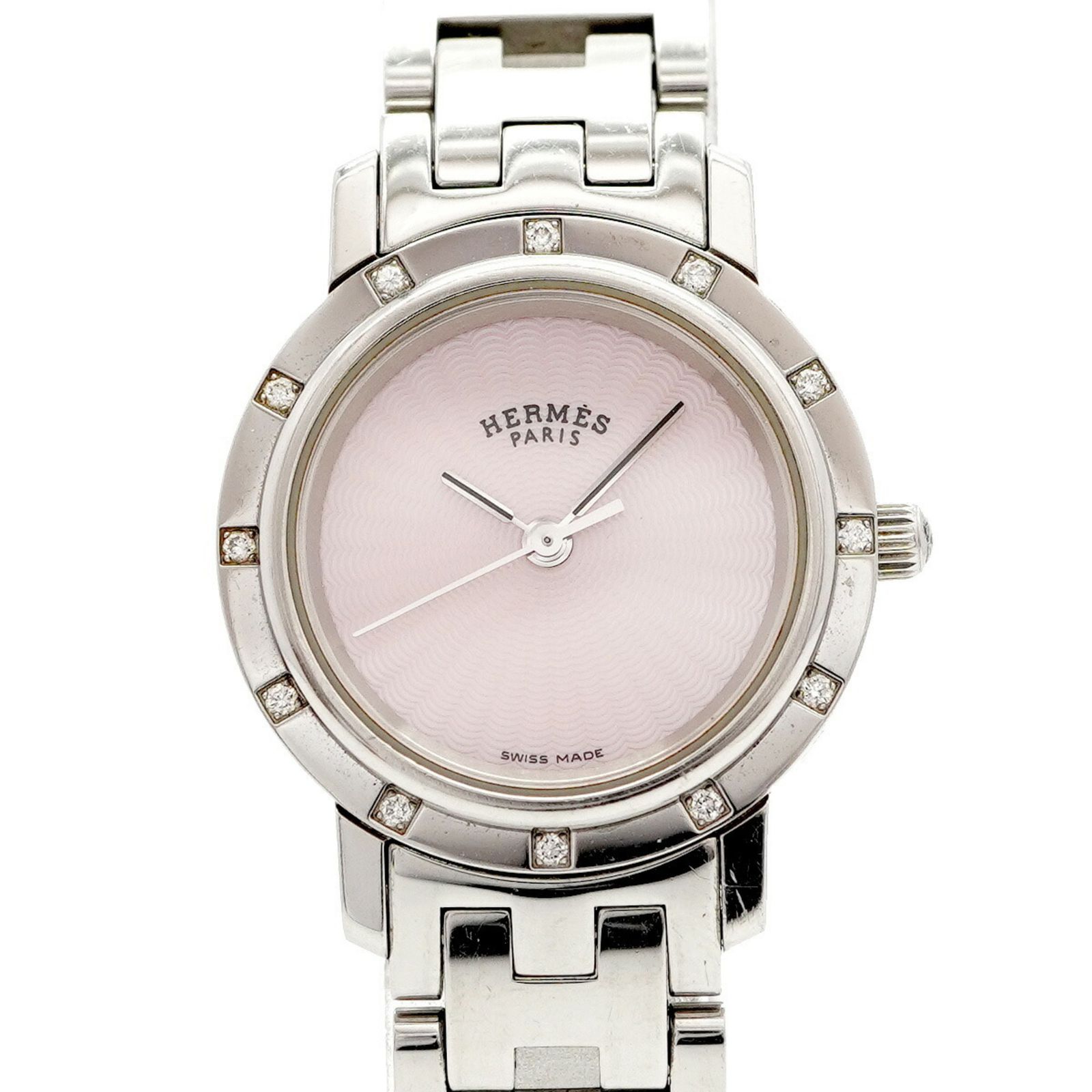 エルメス クリッパーナクレ CL4.230 ピンク文字盤腕時計 レディース