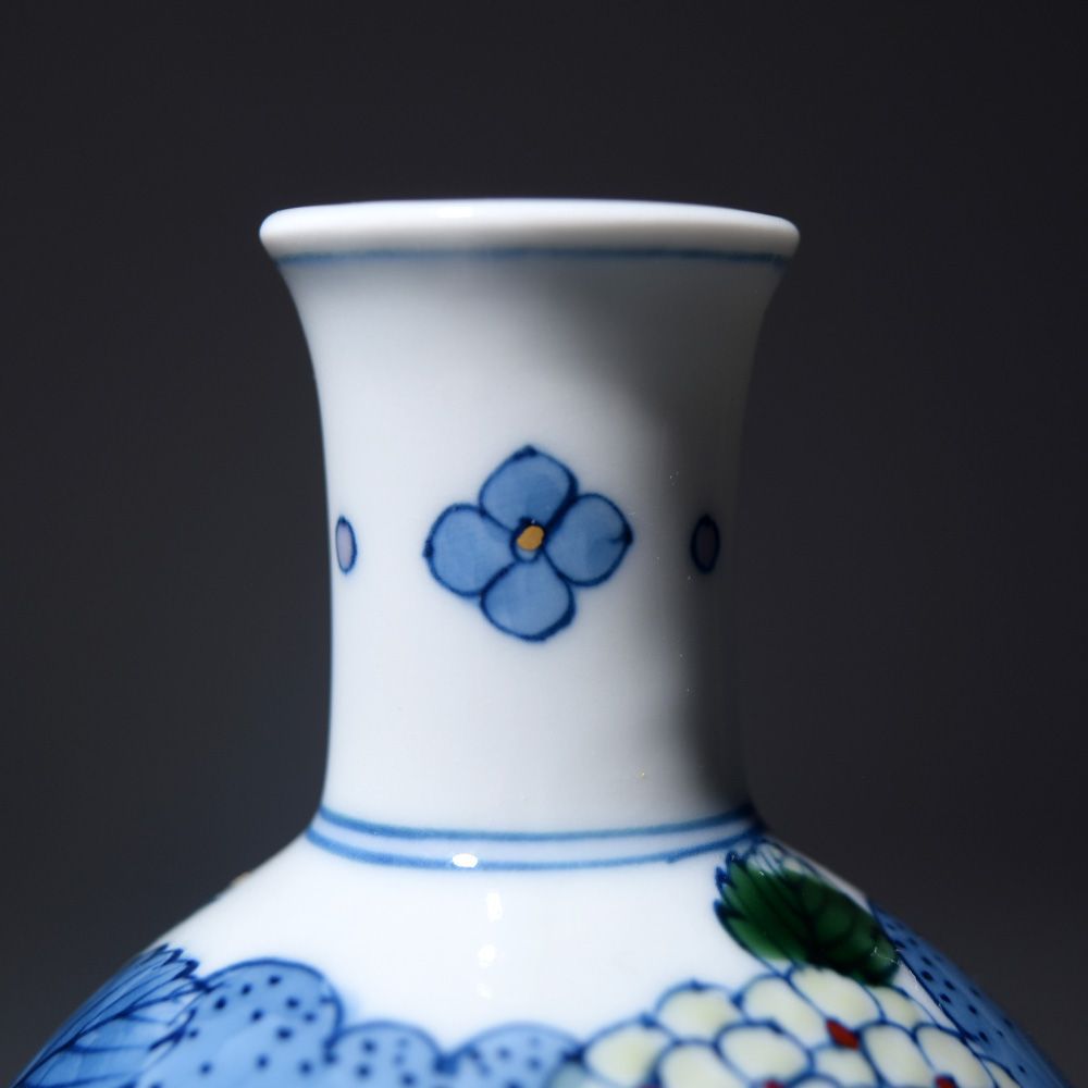 新品未使用品 有田焼 村上玄輝 染錦紫陽花絵酒器揃い 酒器 徳利