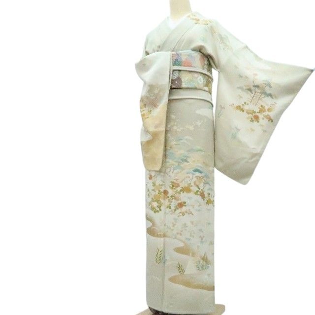 百華❀Y4190◇正絹 手縫い仕立て 松竹梅 菊 茶屋辻 訪問着 着物 単品