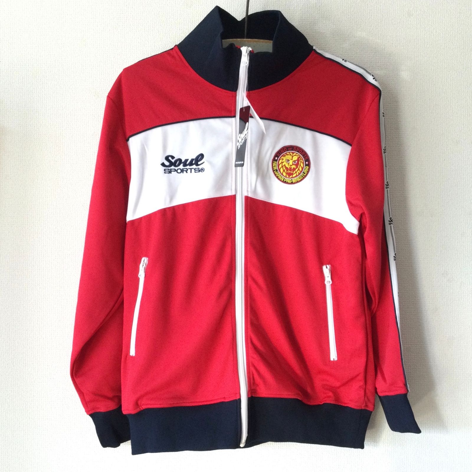 12207 SOUL SPORTS × 新日本プロレス ジャージ 上下セット Lサイズ レッド 赤 白 紺 ポリエステル NJPW