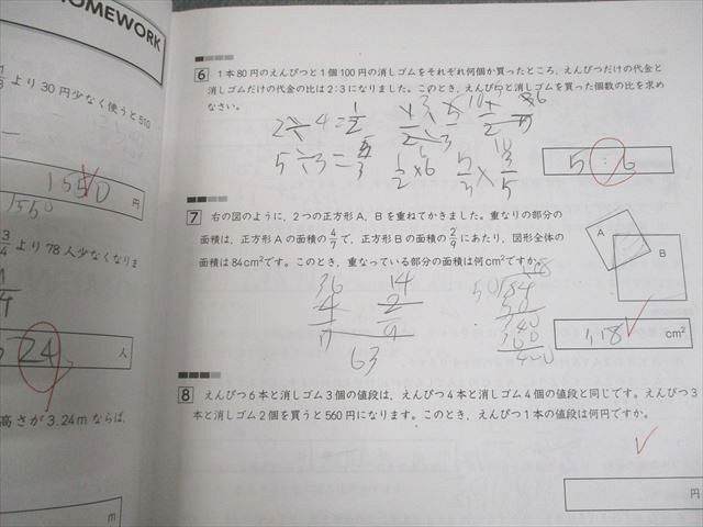 早稲田アカデミー 小6 算数 バックアップテキスト HOMEWORK 2024