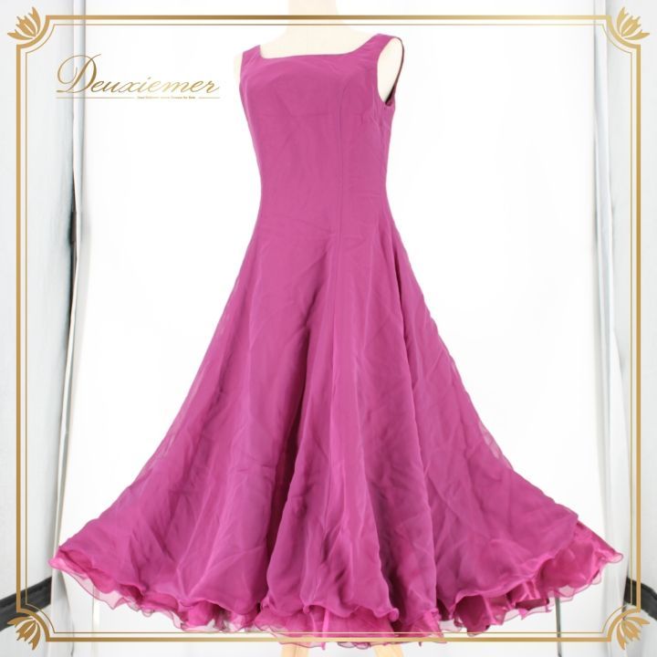 社交ダンス 衣装 ドレス ワンピース パーティ衣装 U NA ユーナ パープル系 紫 無地 シンプル 華やか 派手 ノースリーブ スカート フィット Mサイズ 舞台衣装 ダンスドレス フォーマル 薄手 おしゃれ 清楚 シンプルデザイン 軽やか