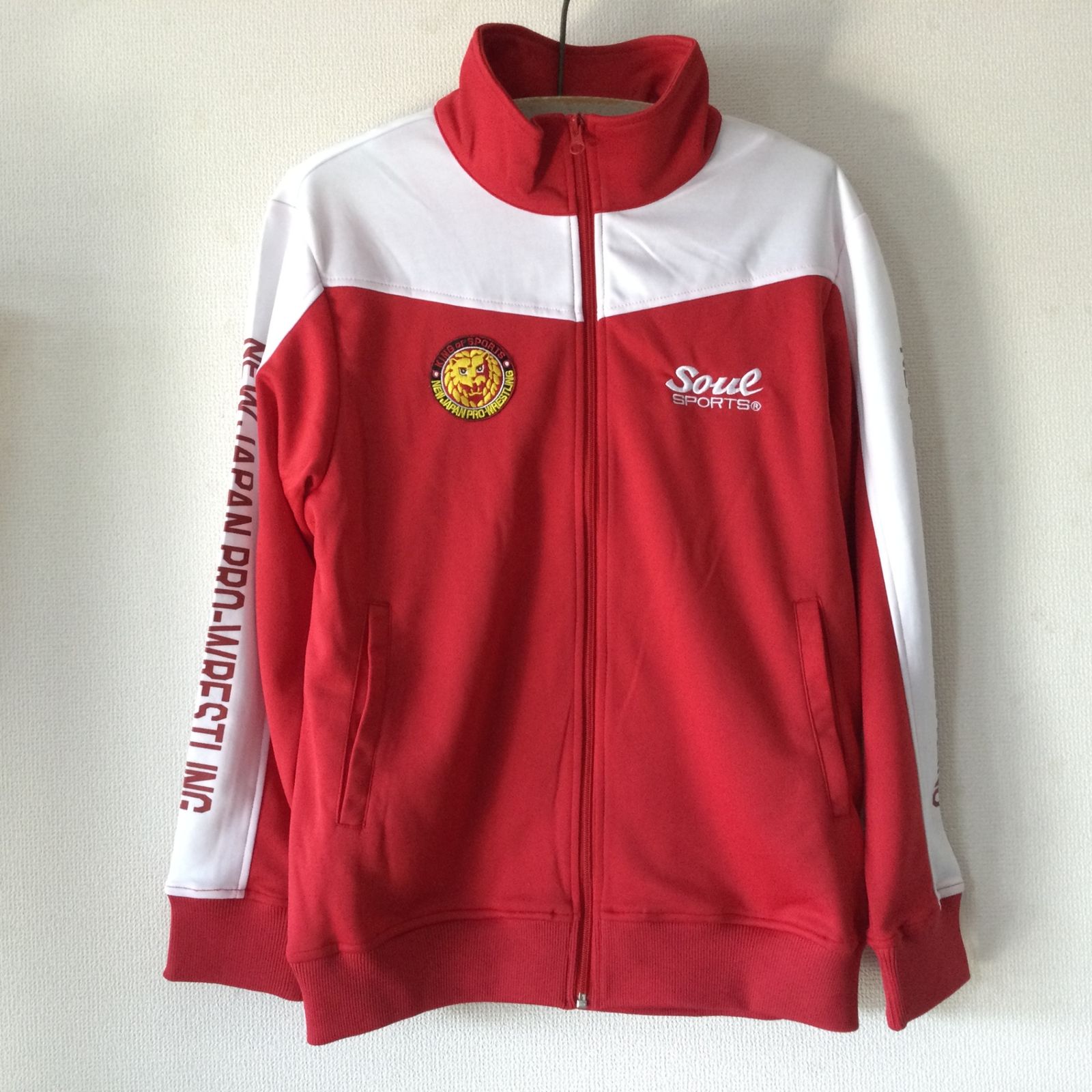 12158 SOUL SPORTS × 新日本プロレス ジャージ 上下セットアップ Lサイズ レッド×ホワイト ポリエステル NJPW