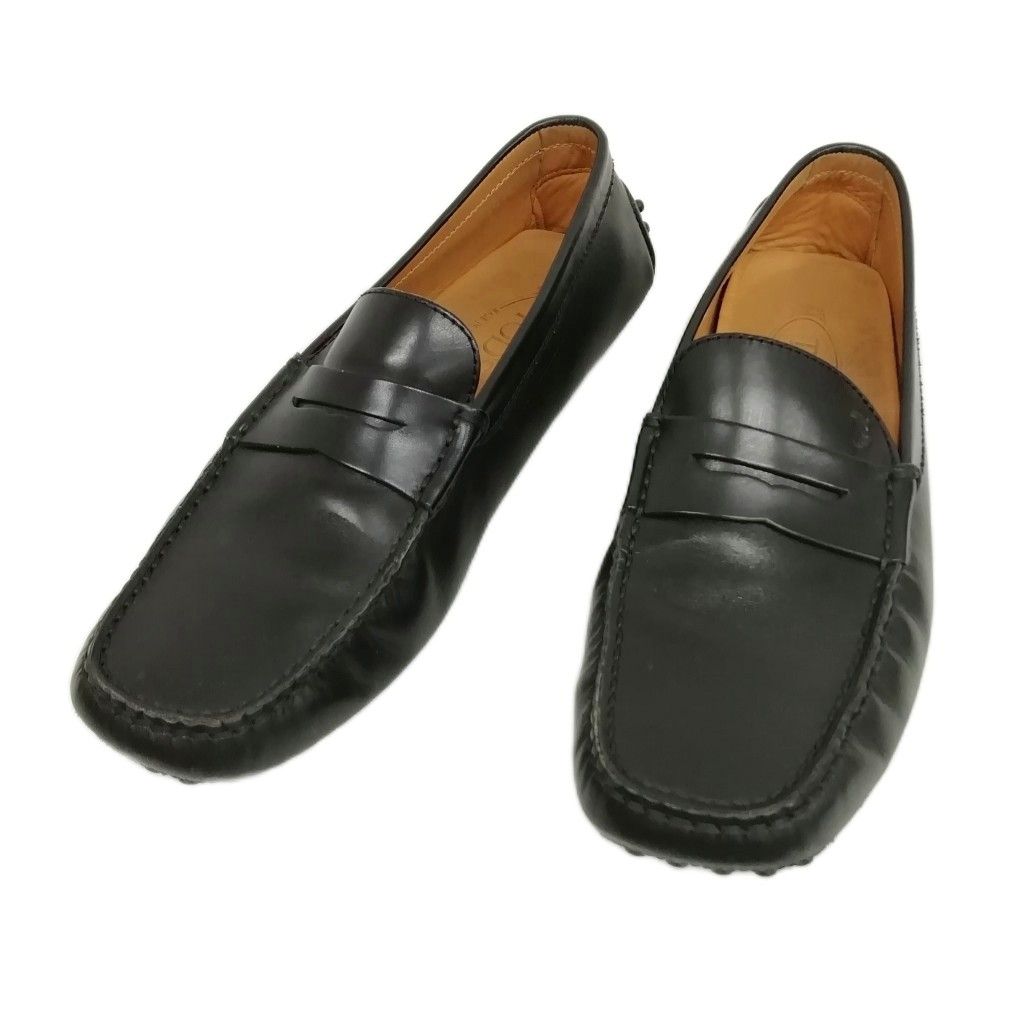 トッズ ドライビングシューズ スリッポン ローファー 黒 レザー イタリア製 トッズ TOD'S レザー ドライビングシューズ スリッポン ローファー 8