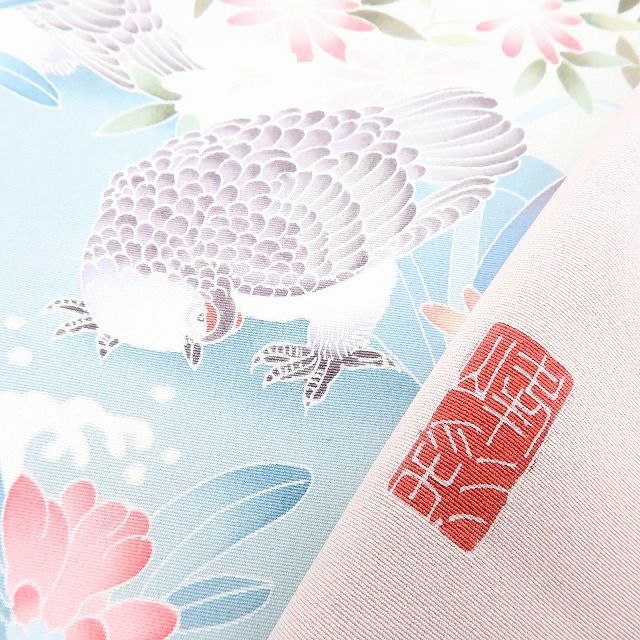 Y3721◇美品 正絹 作家物落款 手描き友禅 手縫い仕立て 訪問着 着物 Y3721◇美品 正絹 作家物落款 手描き友禅 手縫い仕立て 訪問着 着物