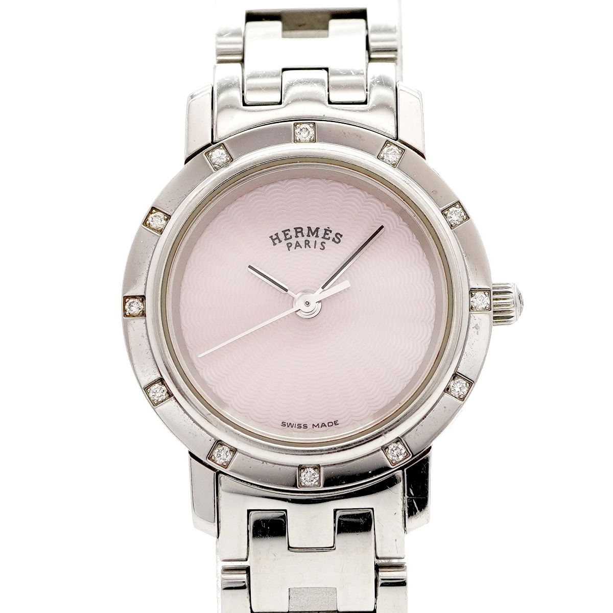 5wwp0142】エルメス クリッパーナクレ CL4.230 ピンク文字盤【中古