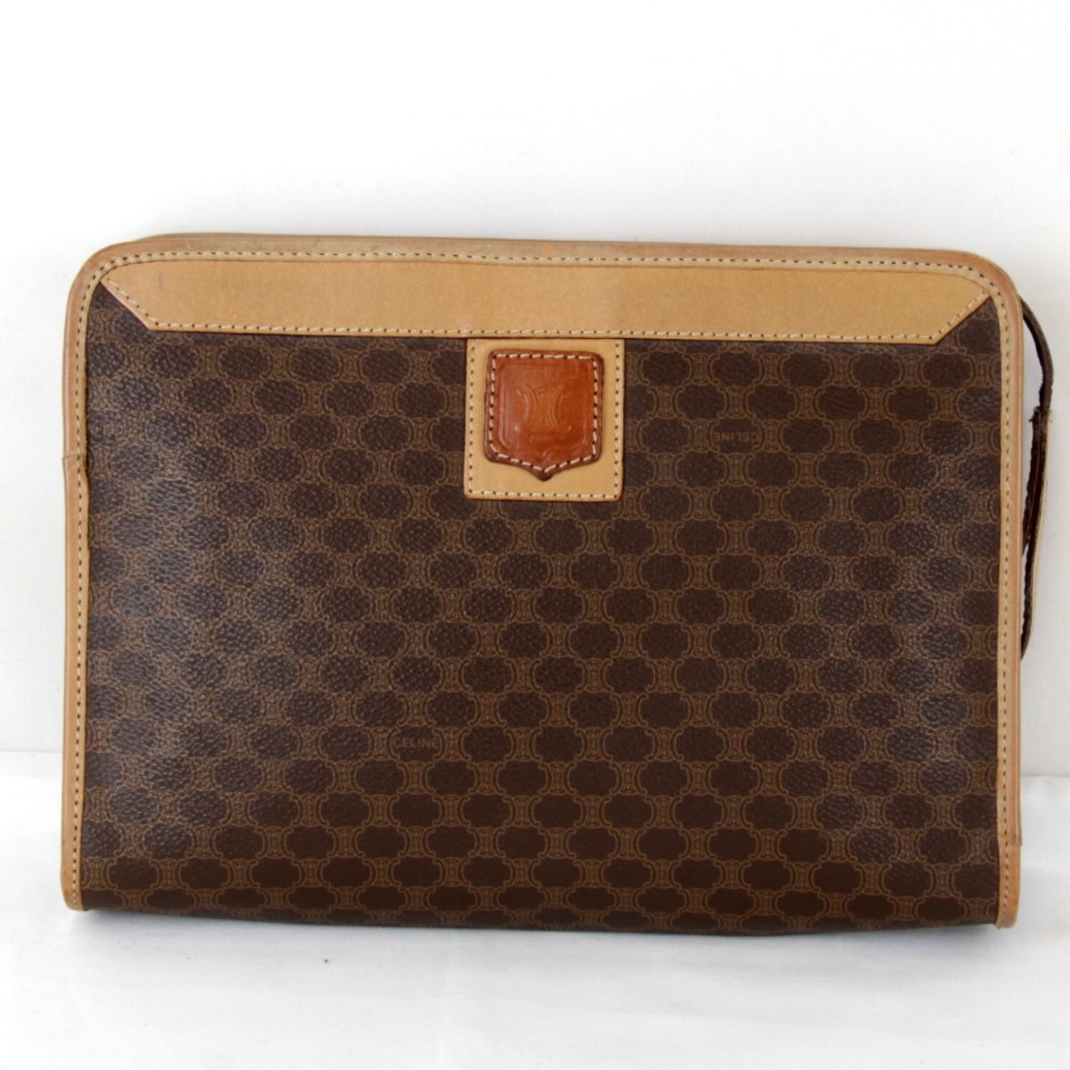 セリーヌ マカダム クラッチバッグ PVCコーティングキャンバス ブラウン