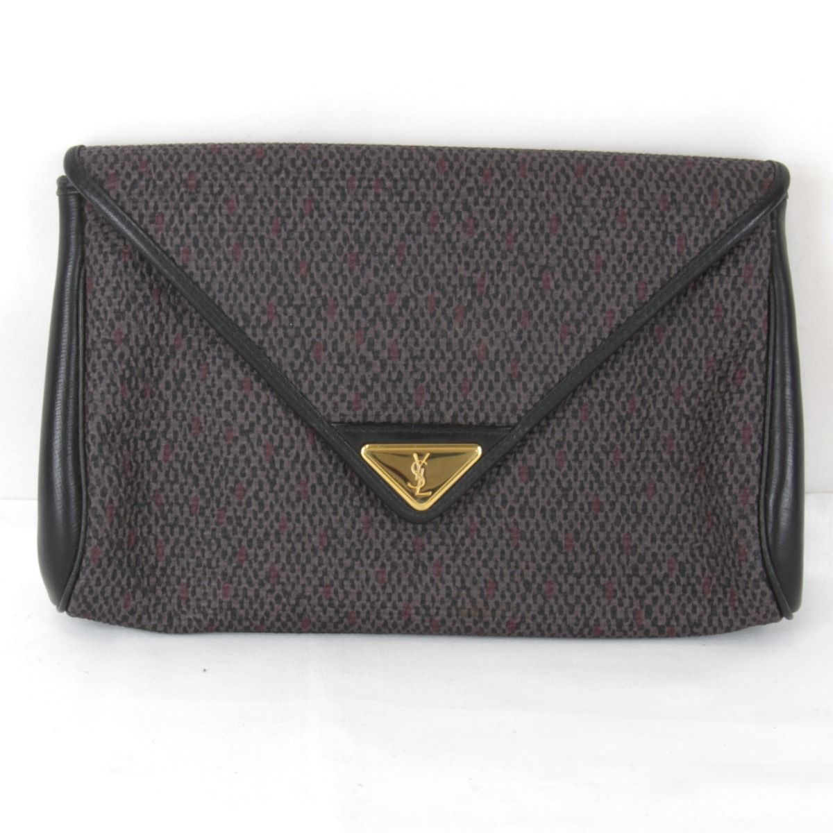 イヴ サンローラン クラッチバッグ レザー キャンバス パープル