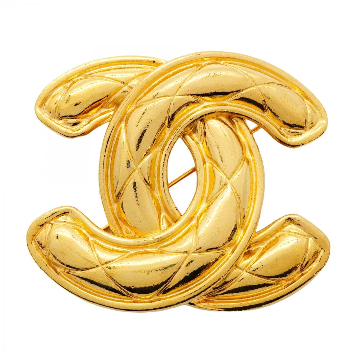 5 jpb 0227 シャネル ブローチ ヴィンテージ ココマーク マトラッセ GPメッキ ゴールド レディース