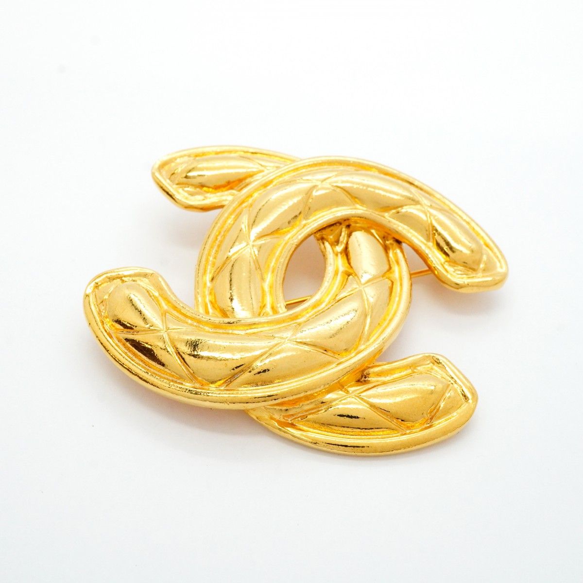 5 jpb 0227 シャネル ブローチ ヴィンテージ ココマーク マトラッセ GPメッキ ゴールド レディース