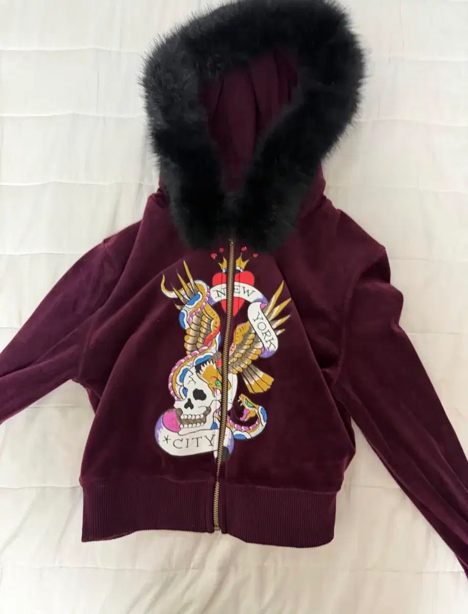 Ed Hardy エドハーディー ツアーベルベット フードジップアップ