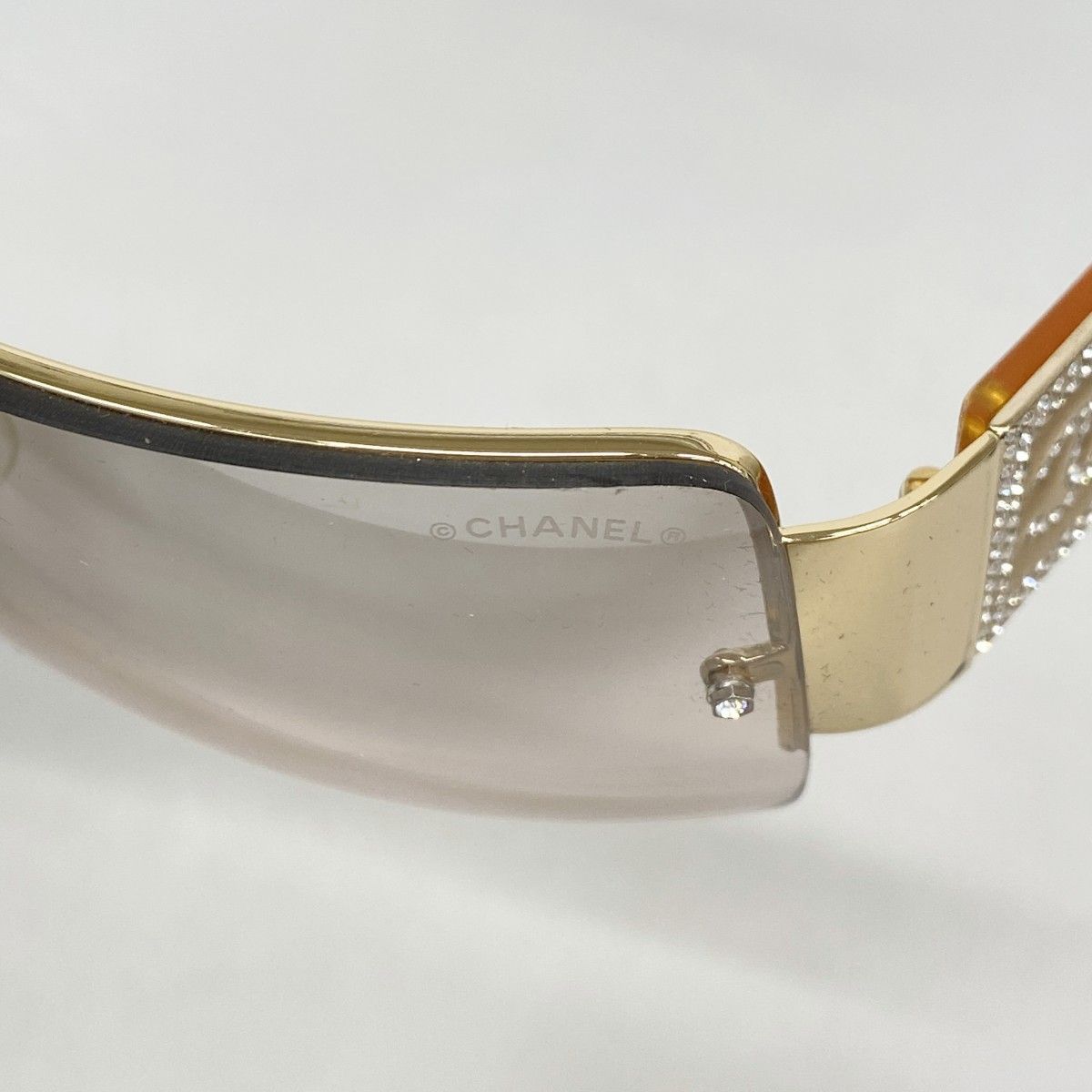 5pb2735】シャネル サングラス 4095-B オレンジ ブラウン ゴールド金具