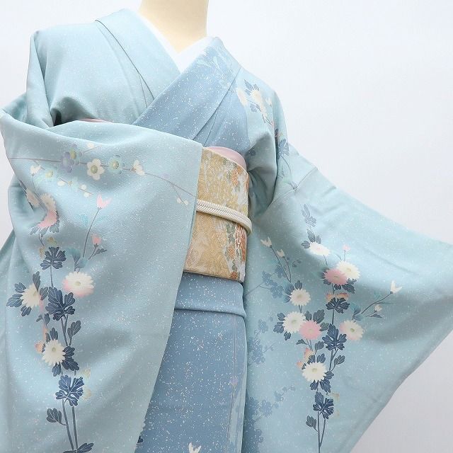 ｍ2204＊美品 正絹 作家物落款 菊華ちりめん 松 手縫い仕立て 訪問着 m2204＊美品 正絹 作家物落款 菊華ちりめん 松 手縫い仕立て 訪問着