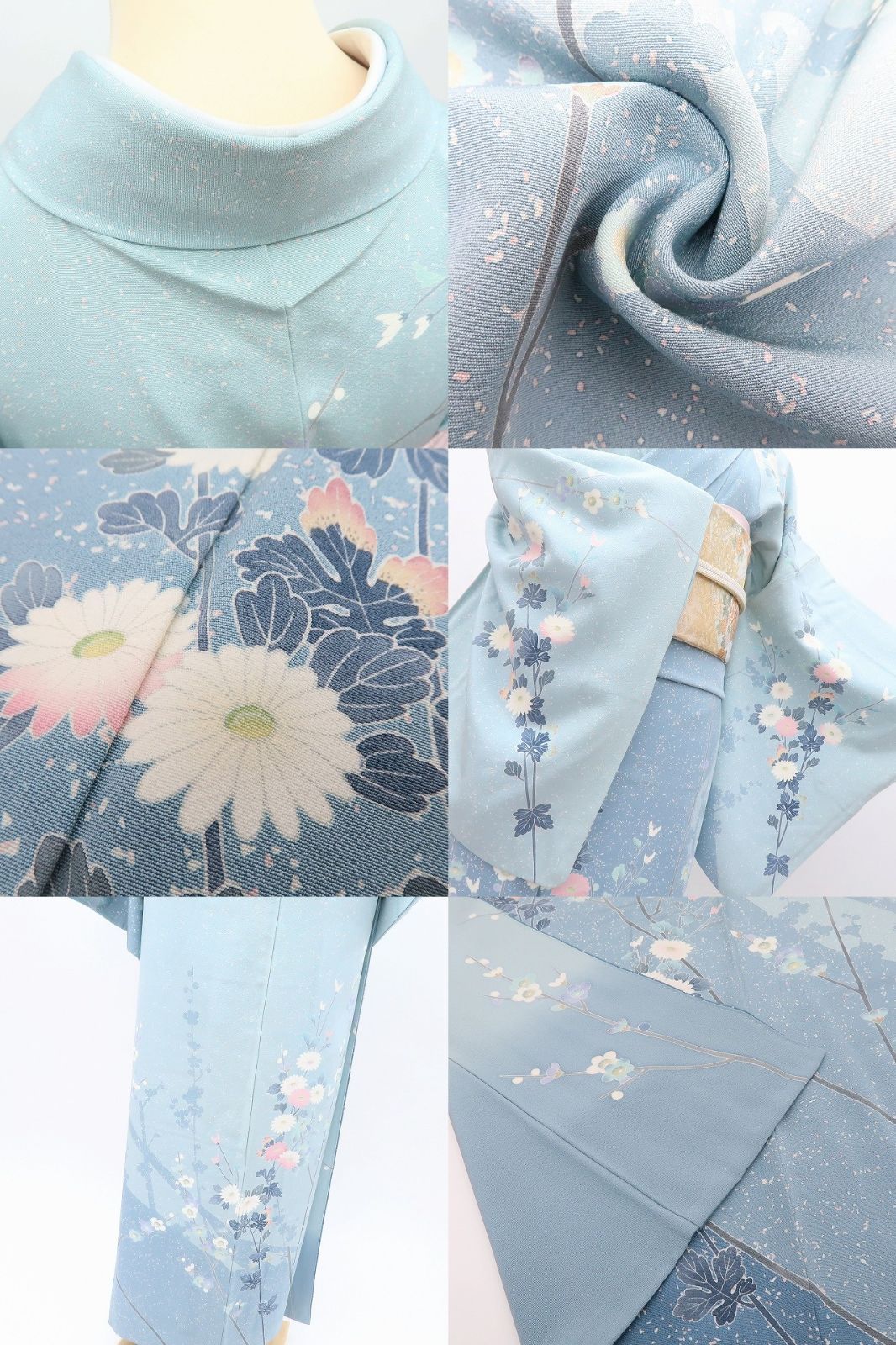 百華❀Y4205◇作家物落款 手縫い仕立て 正絹 菊 訪問着 着物 単品 百華❀Y4205◇作家物落款 手縫い仕立て 正絹 菊 訪問着 着物 単品