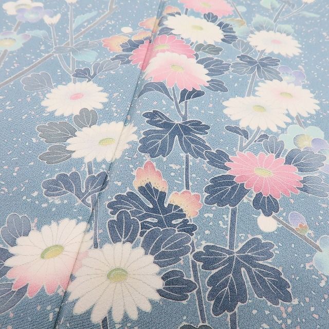  百華 Y 4205 作家物落款 手縫い仕立て 正絹 菊 訪問着 着物 訪問着 付け下げ 着物